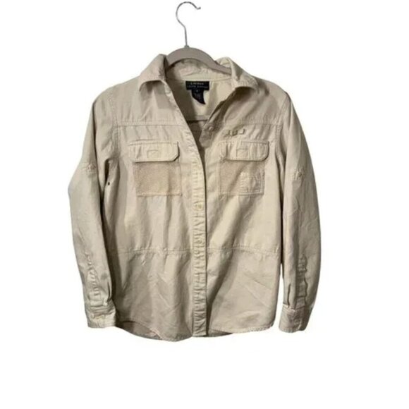 Lauren Ralph Lauren Tops - Lauren Ralph Lauren Beige Cotton Utility Shirt Womens S